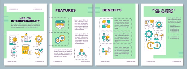 Vector green health interoperability resources brochure template