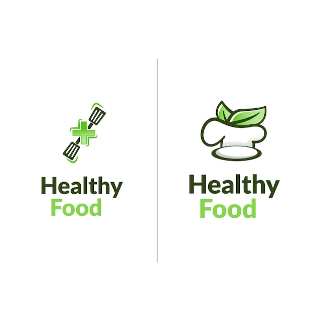 Vettore green healthy food and good food minimal design del logo