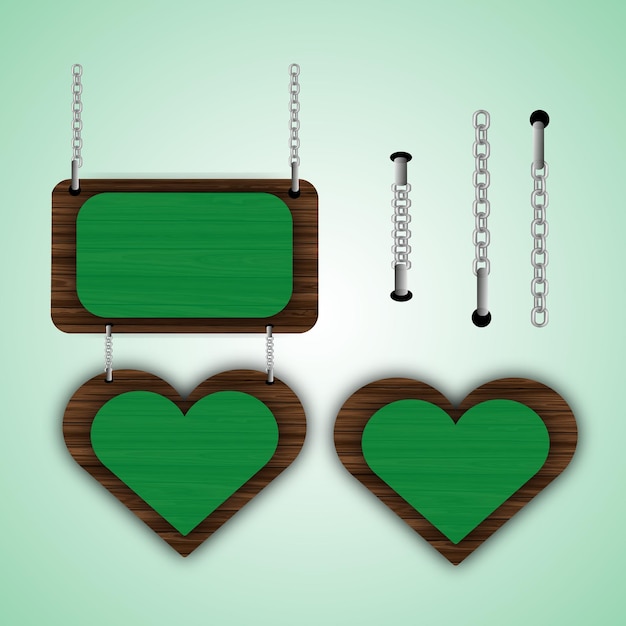 Green heart label sticker collection template