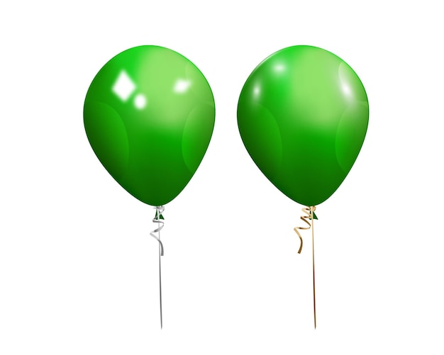 Green helium balloon birthday baloon flying for party and celebrations isolated on plaid transparent