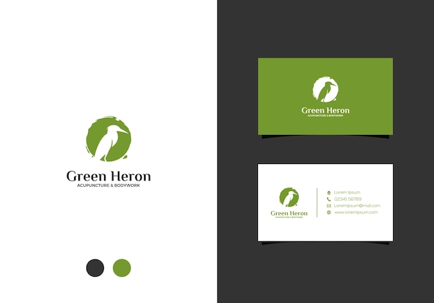 Green heron logo design and business card