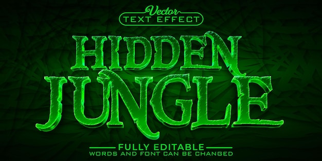 Green Hidden Jungle Vector Editable Text Effect Template