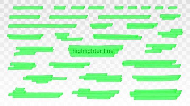 Vector green highlighter lines template set