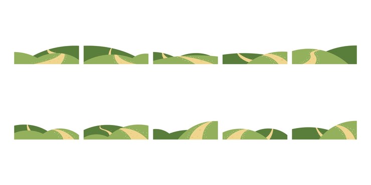 Vector green hill with pathway art illustration
