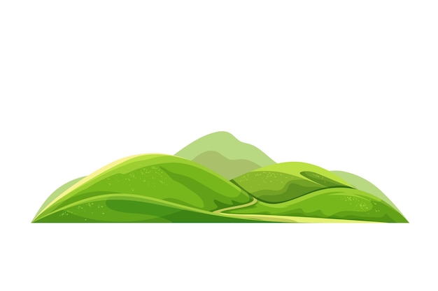 Vector green hilly valley flat
