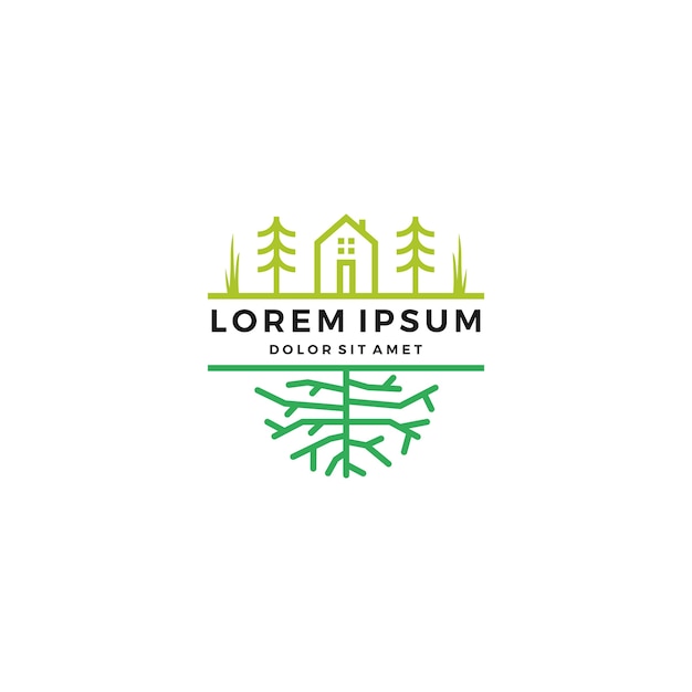 green home garden tree root logo