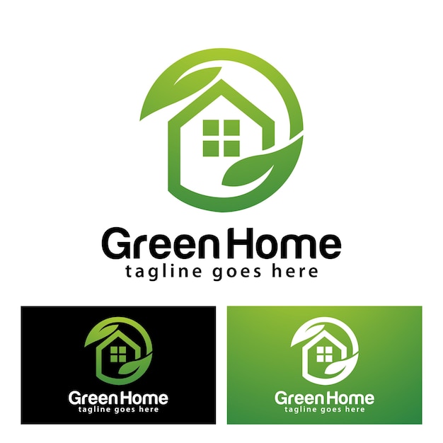 Green home logo design template