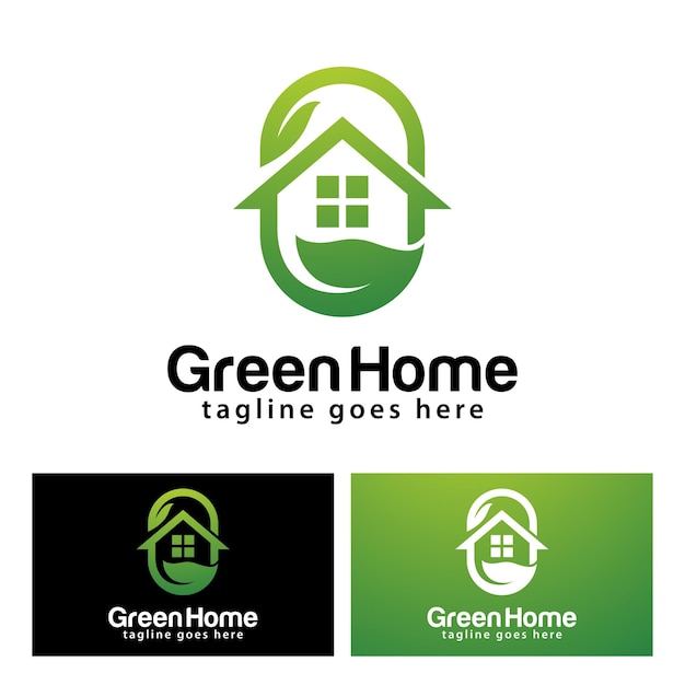 Green home logo design template