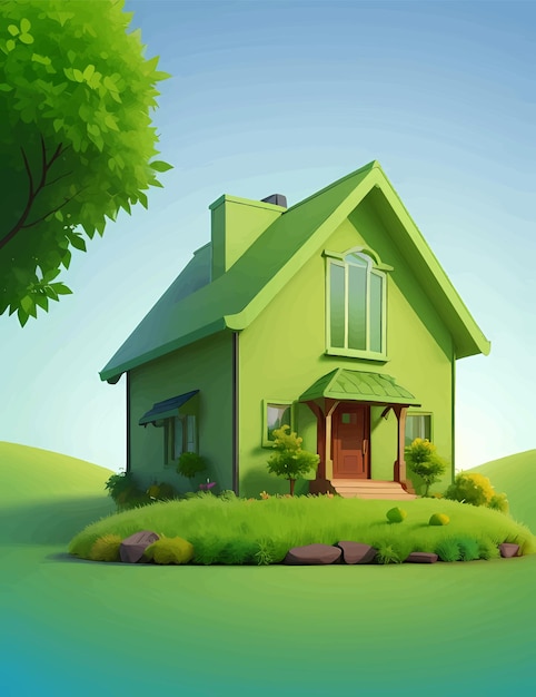 Green home nature background vector illustration