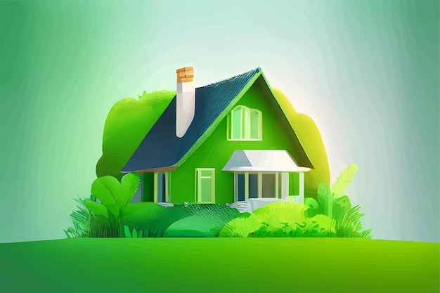 Green home nature background vector illustration