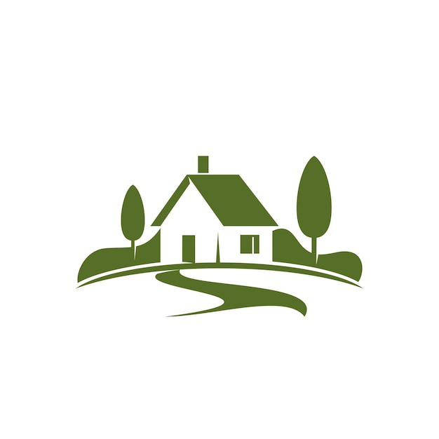 Green house or eco villa vector icon for real estate