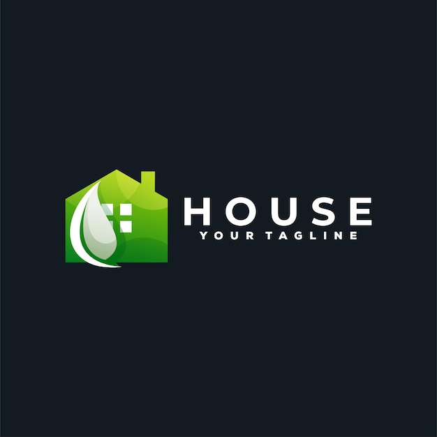 Green house gradient logo