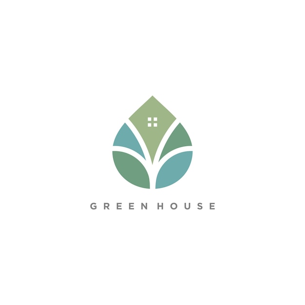 Green house logo design idea Premium Vector