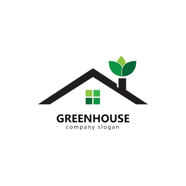 Green house logo design illustration