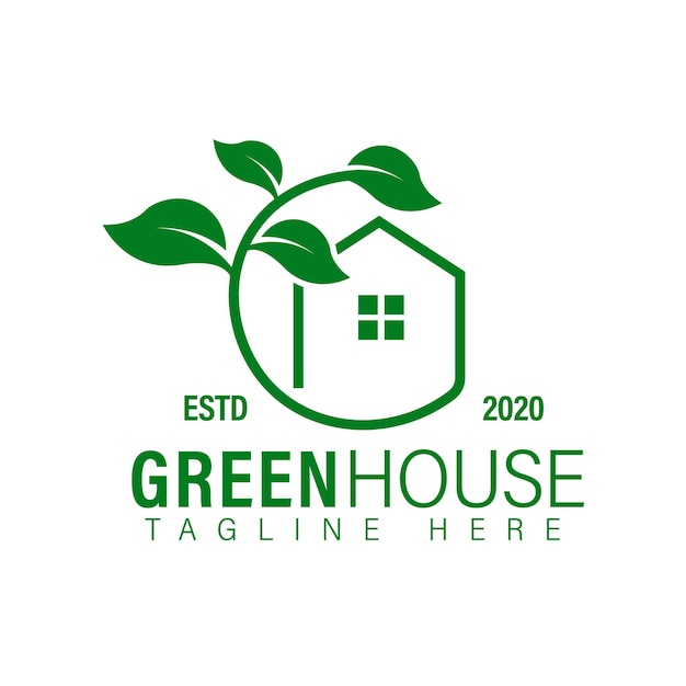 Green house logo design template Premium Vector