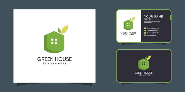 モダンなスタイルのアイデアを持つ緑の家のロゴ デザイン テンプレート