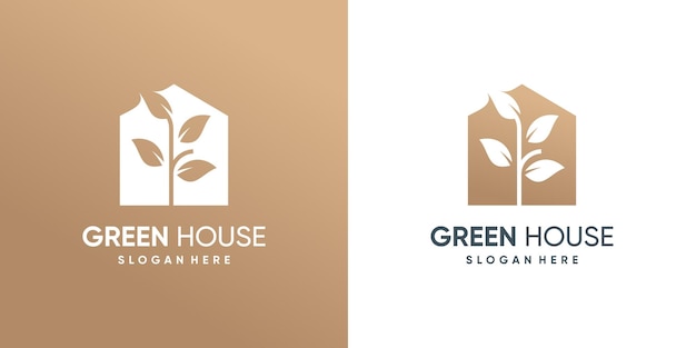 Green house logo design template with modern style