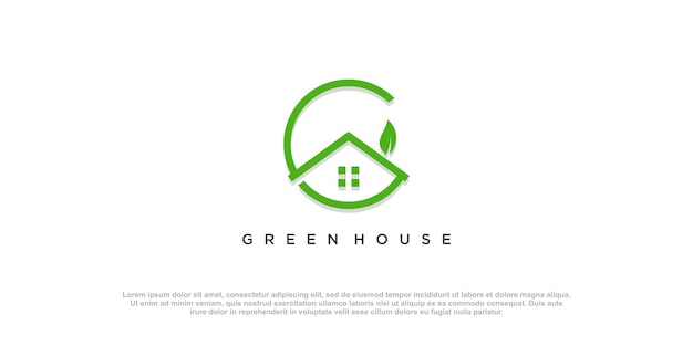 Green house logo design with creative concept