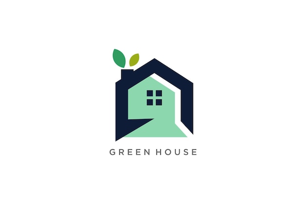 Green house logo design with modern creative style