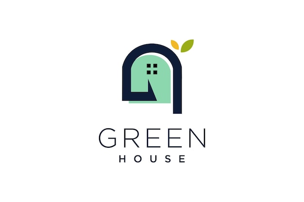 Green house logo design with modern unique concept