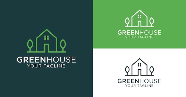 Vector green house logo real estate template