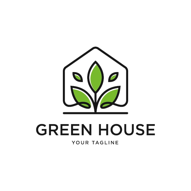 Green house logo template Vegan symbol eco logo Leaf and natural logo concept design