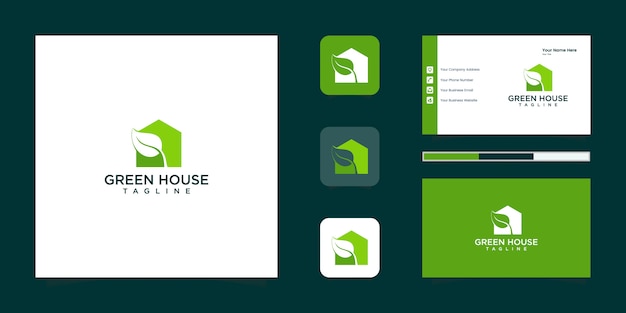 Green house and negative space leaf inspiration business card