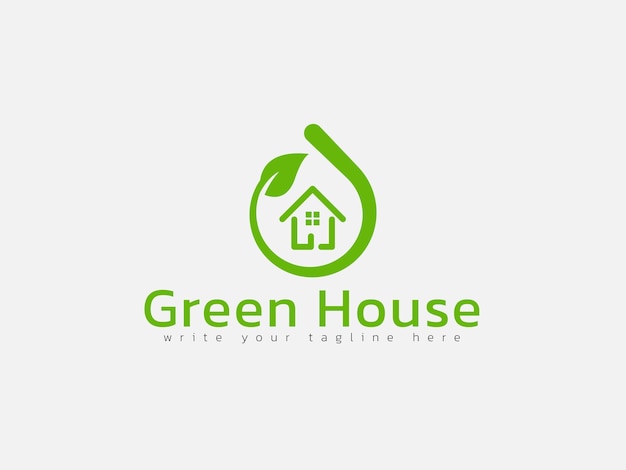 Green house real estate logo design template