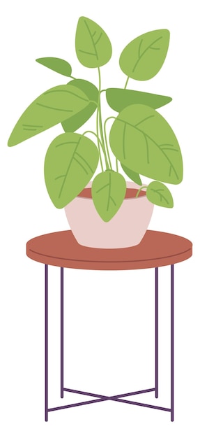 green houseplant on stand home interior decoration icon isolated on white background