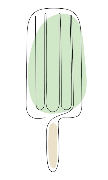 Vettore un gelato verde disegnato da un vettore isolato a linea continua