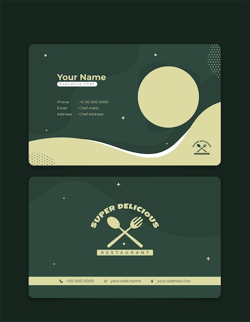 Vector green id card with simple waving design restaurant id card design