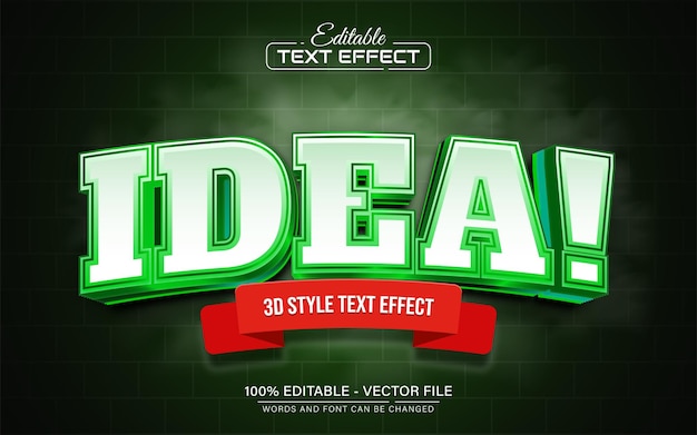 Vector green idea 3d text effect editable