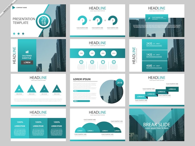 Vettore modelli di presentazione infografica verde