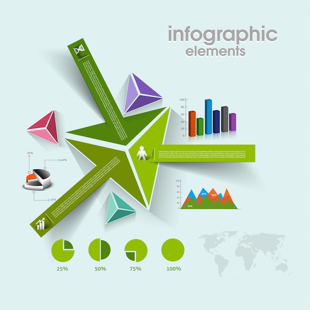 Infographic verde con elementi di affari