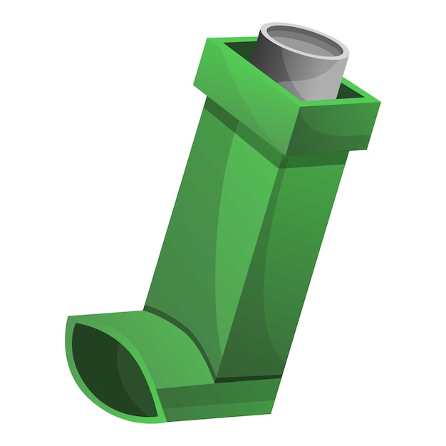 Green inhaler icon Cartoon of green inhaler vector icon for web design isolated on white background