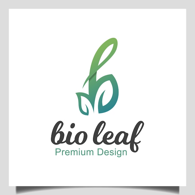 Green initial letter B with bio leaf icon vector. beauty nature logo. business natural word mark logotype design