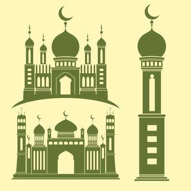 Green Islamic Mosque and Pillar Collection