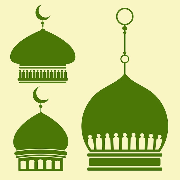 Силуэт зеленого исламского купола Рамадана