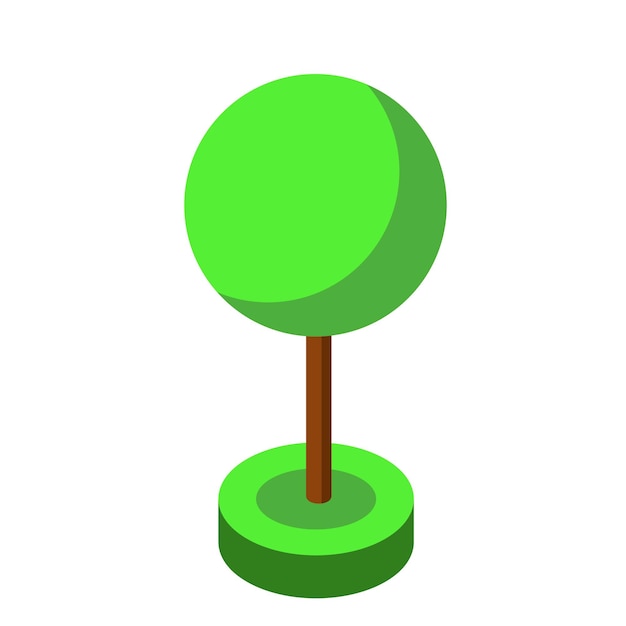 Green ismetric tree vector illustration element for game design.