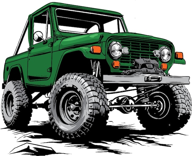 Vector green jeep vector illusration