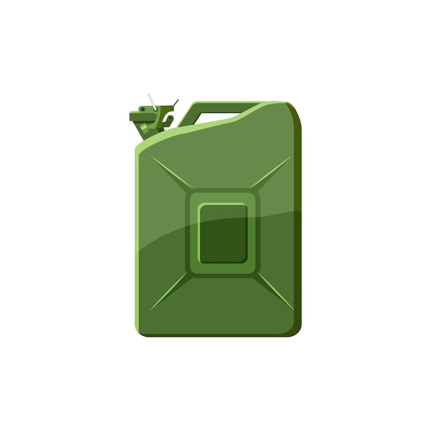 Vector green jerrycan icon in cartoon style on a white background