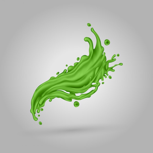 Vector green juice splash on a gray background