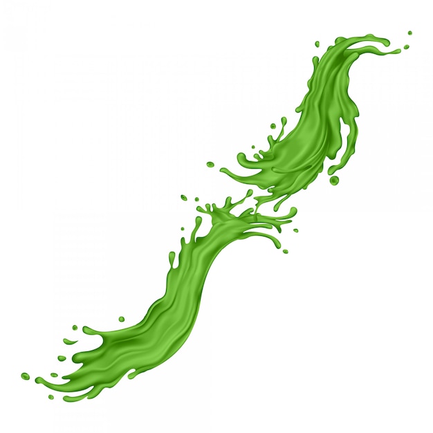 Vector green juice splashes on a white background