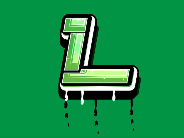 Green L Letter Alphabet vector logo