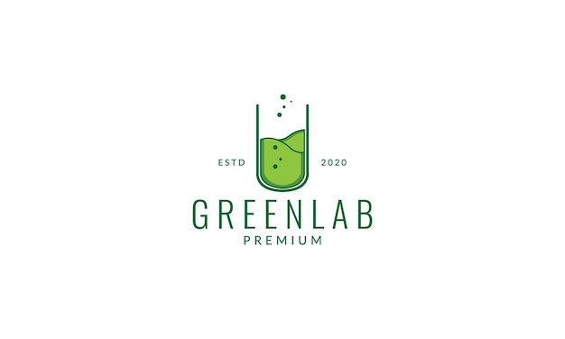 Green laboratory bottle for nature experiment logo icon vector illustration design