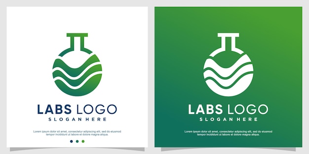モダンなスタイルのプレミアムベクトルと緑の実験室のロゴの概念