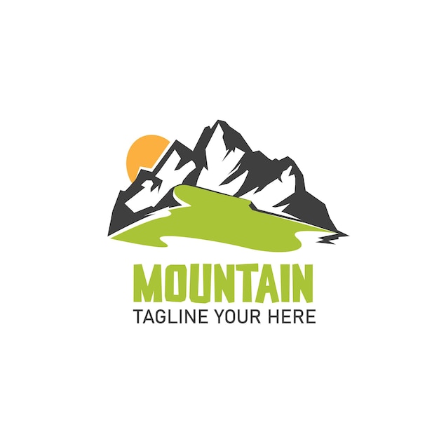 Green landscape nature and Mountain Logo