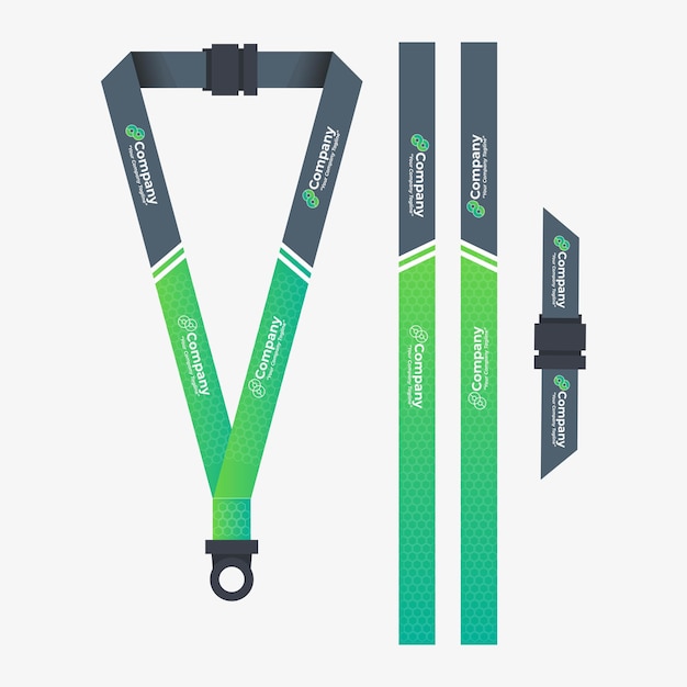 Vector green lanyard business template for employees or staff in office, startups, and companies