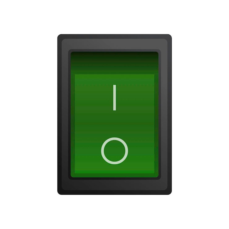 Vector green large on and off button. isolated.