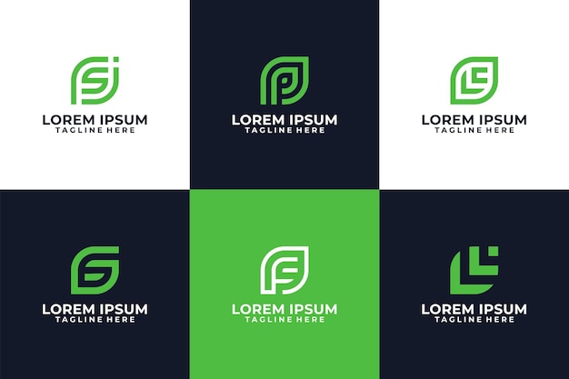 Vector green leaf abstract logo collection